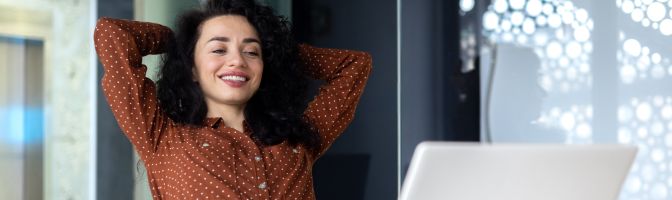 woman relaxed at work