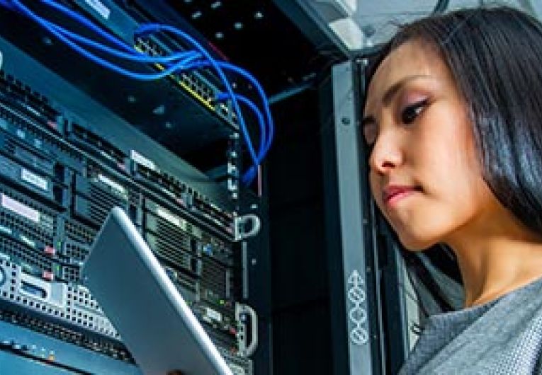 Female technician using tablet