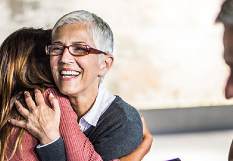 two women hugging