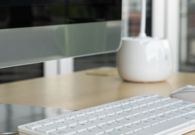 computer screen and keyboard at office