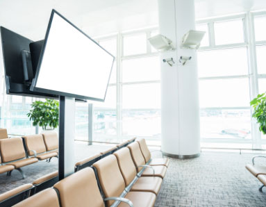 waiting room with large tv